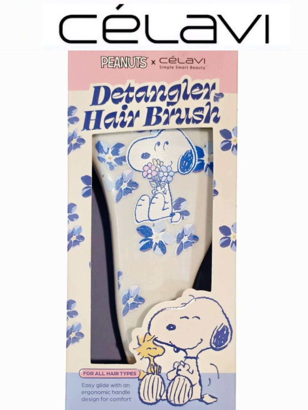 Celavi X Peanuts Snoopy Floral Detangler Hair Brush